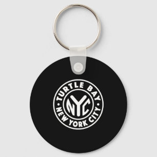 Vintage New York City Circle Turtle Bay White  Key Ring
