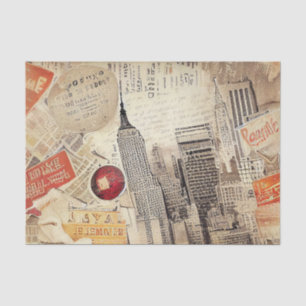 Vintage New York City Cityscape Decoupage Tissue Paper
