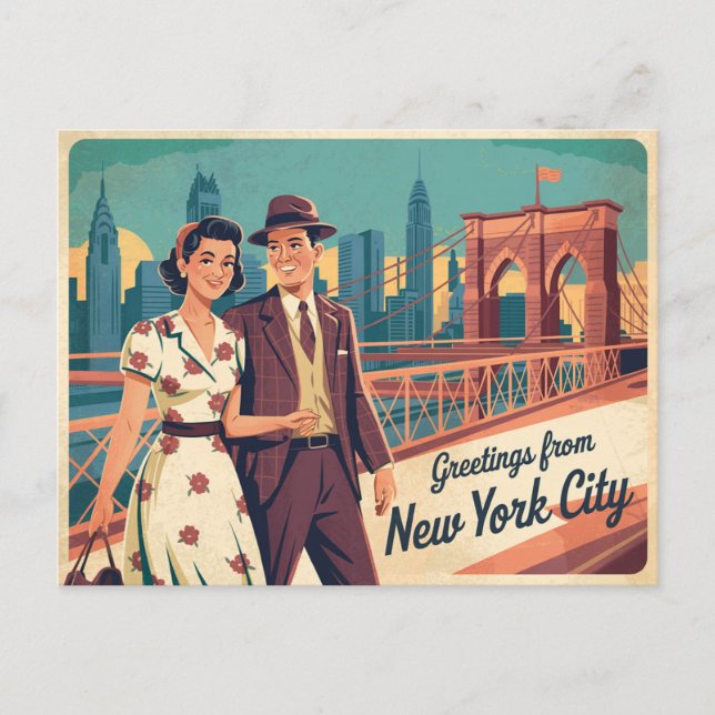 Vintage New York City | Greeting from Postcard (Front)