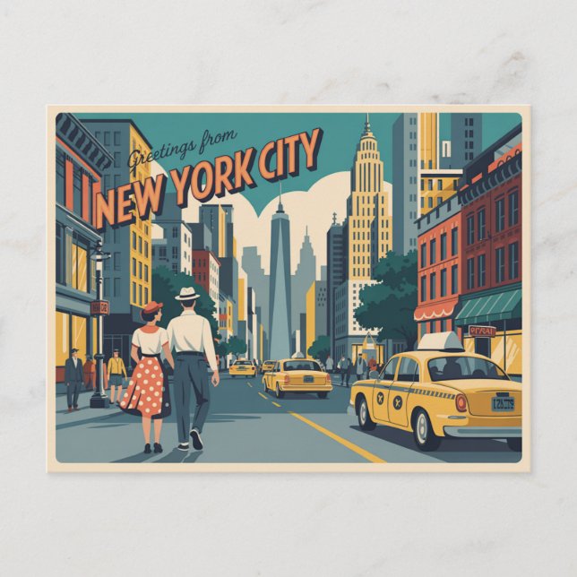 Vintage New York City | Greeting from Postcard (Front)