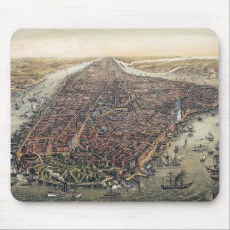 Vintage New York City, Manhattan, Brooklyn Bridge Mouse Pad