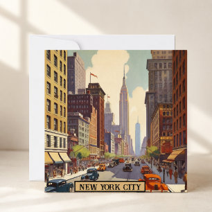 Vintage New York City Manhattan Street Scene Retro