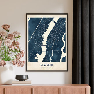 Vintage New York City Map Travel Poster