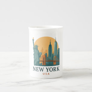 Vintage New York City – Minimalist Travel  Bone China Mug