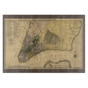 Vintage New York City Plan, 1789, Restored Cutting Board