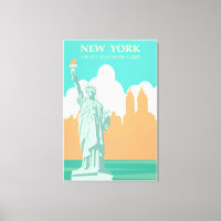Vintage New York City Poster Lady Liberty
