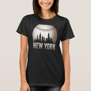 Vintage New York City Skylines On Giant Baseball T-Shirt