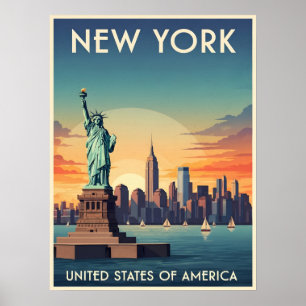 Vintage new York city statue of liberty  Poster