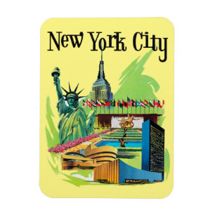 Vintage New york City statue of liberty Travel art Magnet