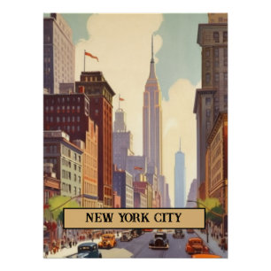 Vintage New York City Street Scene Custom Text Poster