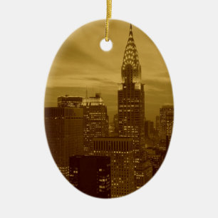 Vintage New York Manhattan Ceramic Tree Decoration