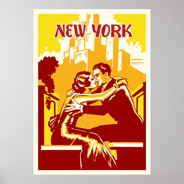 Vintage New York Poster - Warm Colours (Front)