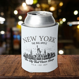 Vintage New York Retro NYC Skyline Can Cooler