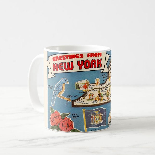 Vintage New York State Map Mug (Front Left)