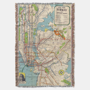 Vintage New York Subway map blanket