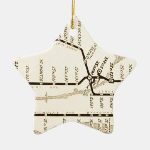Vintage New York Subway Map Ceramic Tree Decoration