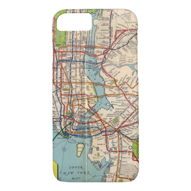 Vintage New York Subway Map iPhone Case (Back)
