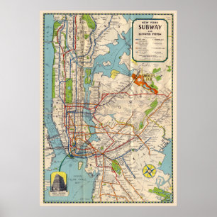Vintage New York Subway map Poster