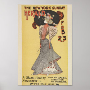 Vintage New York Sunday Herald Cover Poster
