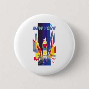 Vintage New York Times Square Atomic Age _1  6 Cm Round Badge
