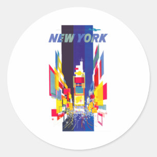 Vintage New York Times Square Atomic Age _1 Classic Round Sticker
