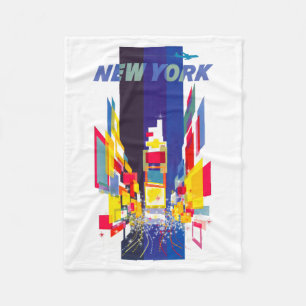 Vintage New York Times Square Atomic Age _1  Fleece Blanket