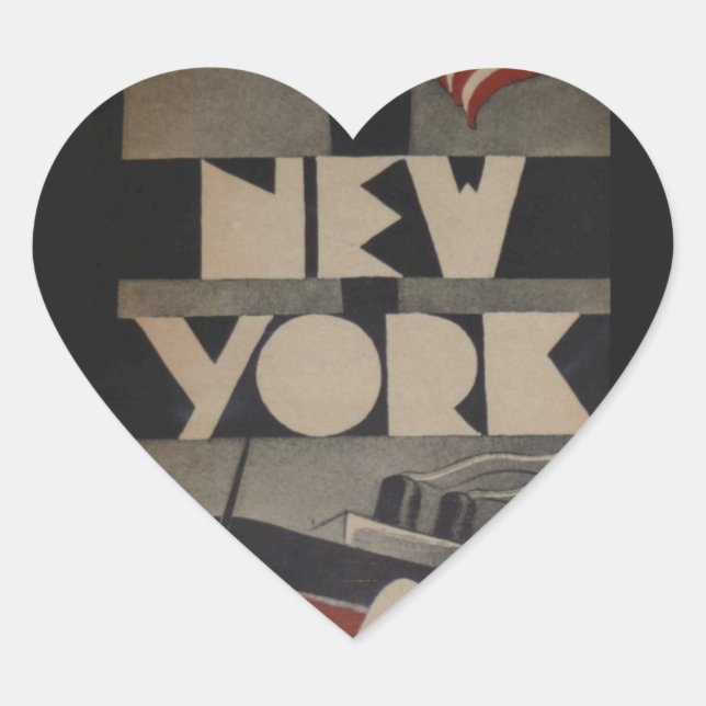 Vintage New York Travel Heart Sticker (Front)