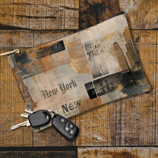 Vintage New York Urban Collage Art Accessory Pouch