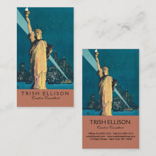 Vintage New York Wonder City Statue of Liberty Art Business Card