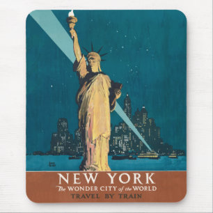Vintage New York Wonder City Statue of Liberty Art Mouse Pad
