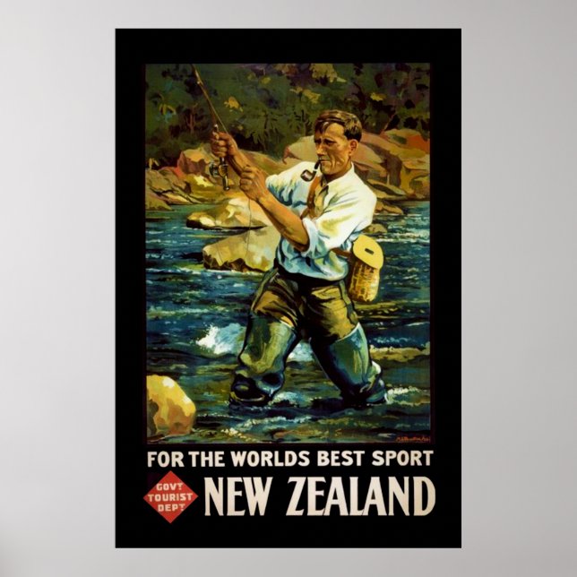 Vintage New Zealand 1930's Sports Tourism Poster (Front)