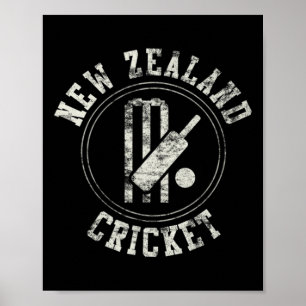 Vintage New Zealand Cricket Logo Poster