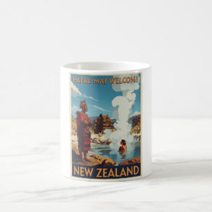 Vintage New Zealand Maori Geothermal Travel Coffee Mug