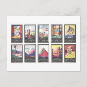Vintage New Zealand Stamp Set Postcard