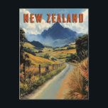 Vintage New Zealand Travel  Postcard<br><div class="desc">Embrace the enchanting beauty of New Zealand with this retro-style travel postcard. Featuring iconic landscapes like snow-capped mountains, turquoise lakes, golden beaches, and dramatic fjords, this artwork celebrates the Kiwi spirit of adventure. Perfect for home décor, travel memorabilia, or gifts for wander lustres. Inspired by Art Deco design, it captures...</div>