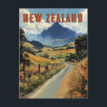 Vintage New Zealand Travel  Postcard<br><div class="desc">Embrace the enchanting beauty of New Zealand with this retro-style travel postcard. Featuring iconic landscapes like snow-capped mountains, turquoise lakes, golden beaches, and dramatic fjords, this artwork celebrates the Kiwi spirit of adventure. Perfect for home décor, travel memorabilia, or gifts for wander lustres. Inspired by Art Deco design, it captures...</div>