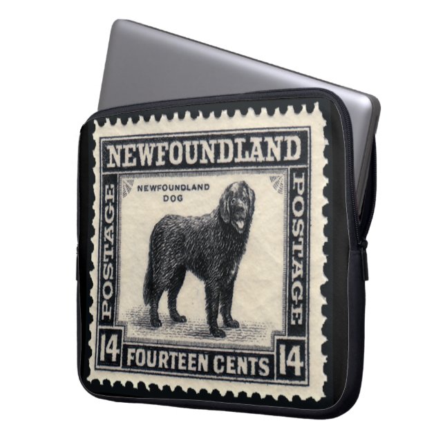 Vintage Newfoundland Dog Laptop Sleeve (Front Left)