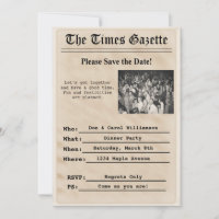 Vintage Newpaper Party Invitation