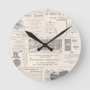 Vintage Newspaper Ad Round Clock