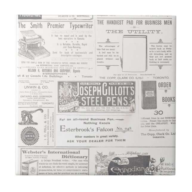 Vintage Newspaper Ad Tile (Front)