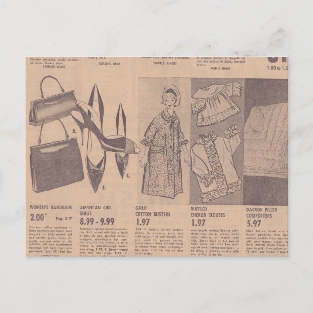 Vintage Newspaper Ads Postcard (Front)