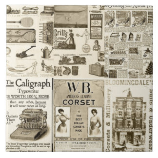Vintage Newspaper Advertisements Rustic Tiled Tile