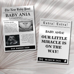 Vintage newspaper baby shower invitation