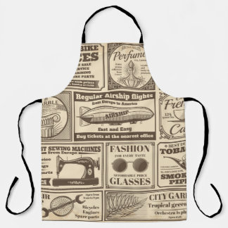 Vintage newspaper banners and advertising labels v apron