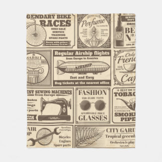 Vintage newspaper banners and advertising labels v fleece blanket
