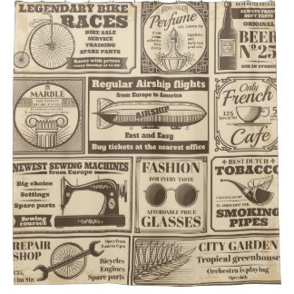 Vintage newspaper banners and advertising labels v shower curtain