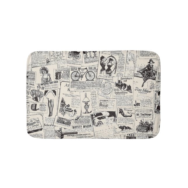 Vintage Newspaper   Bath Mat (Front)