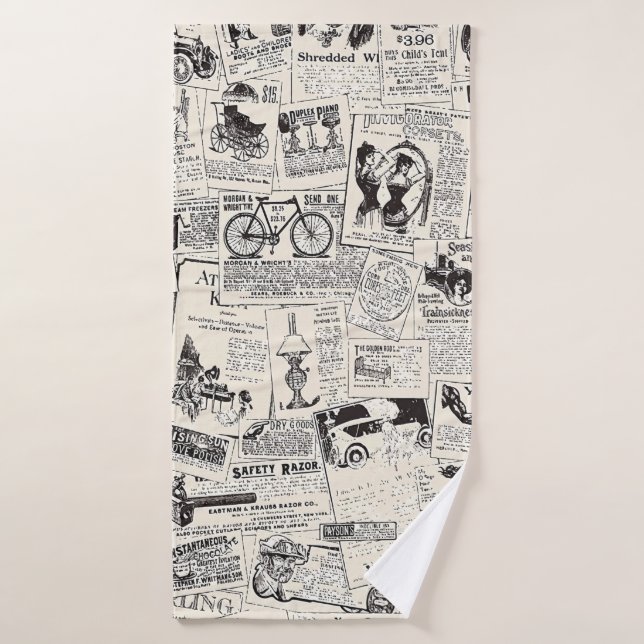 Vintage Newspaper   Bath Towel (Bath Towel)