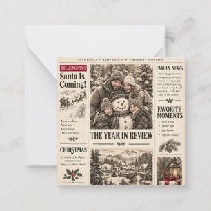 Vintage Newspaper Christmas, Retro Family Holiday Card