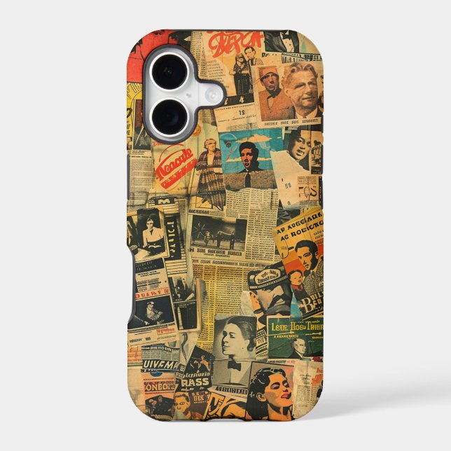 Vintage Newspaper Collage Phone Case  (Back)